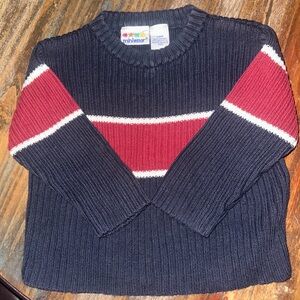 miniwear Navy Crewneck Sweater with Red and White Stripes